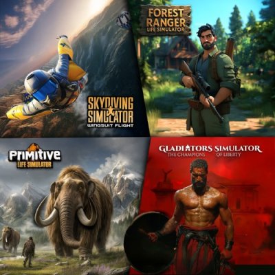 MEGA SIMULATOR BUNDLE - Forest Ranger Life Simulator / Primitive Life Simulator / Gladiators Simulator: The Champions of Liberty / Skydiving Simulator: Wingsuit Flight