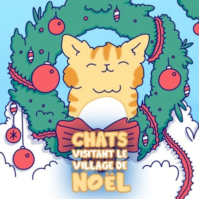 Chats visitant le village de Noël