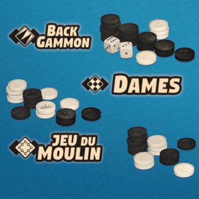 Collection de jeux 3en1 : Backgammon + Dames + Jeu de moulin