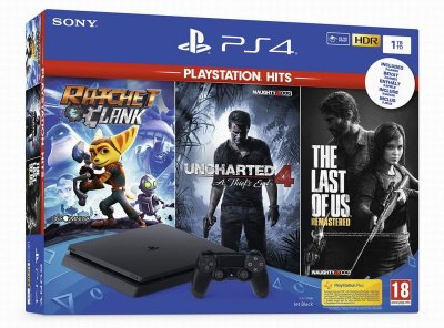 PS4 1To Playstation Hits - Pack Rachet & Clank + Uncharted 4: A Thief's End + The Last of Us Remastered