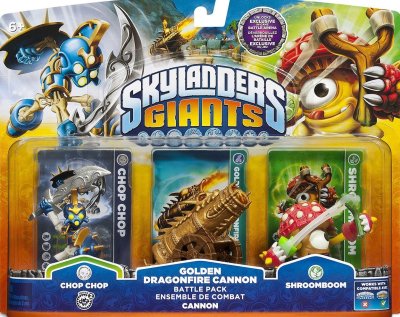 Skylanders: Giants (Battle Pack) Golden Dragonfire Cannon + Chop Chop S2 + Shroomboom S1