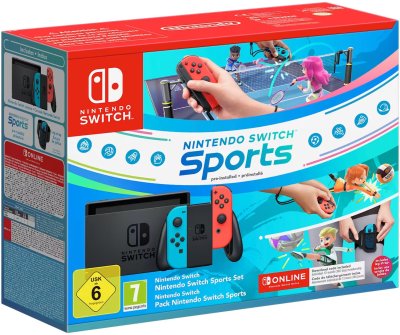 Nintendo Switch (bleu néon + rouge néon) Nintendo Switch Sports + abonnement 12 mois Nintendo Switch Online