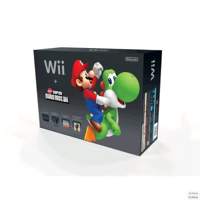 Nintendo Wii Black + New Super Mario Brothers Wii et Music CD (US)