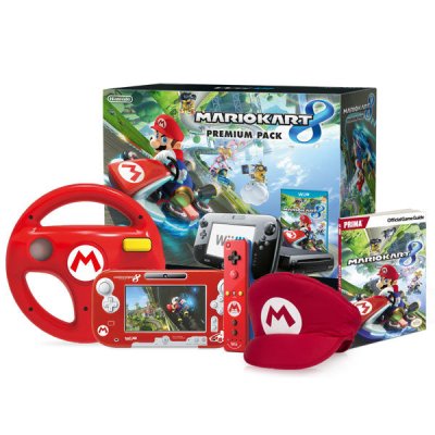 Nintendo Wii U 32 Go Mario Kart 8 Premium Pack - Red Mario Bundle Wiimote + Volant + Casquette + Guide