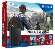 PS4 Slim 1To - Pack Watch Dogs 2 + Watch Dog (voucher) (Jet Black)